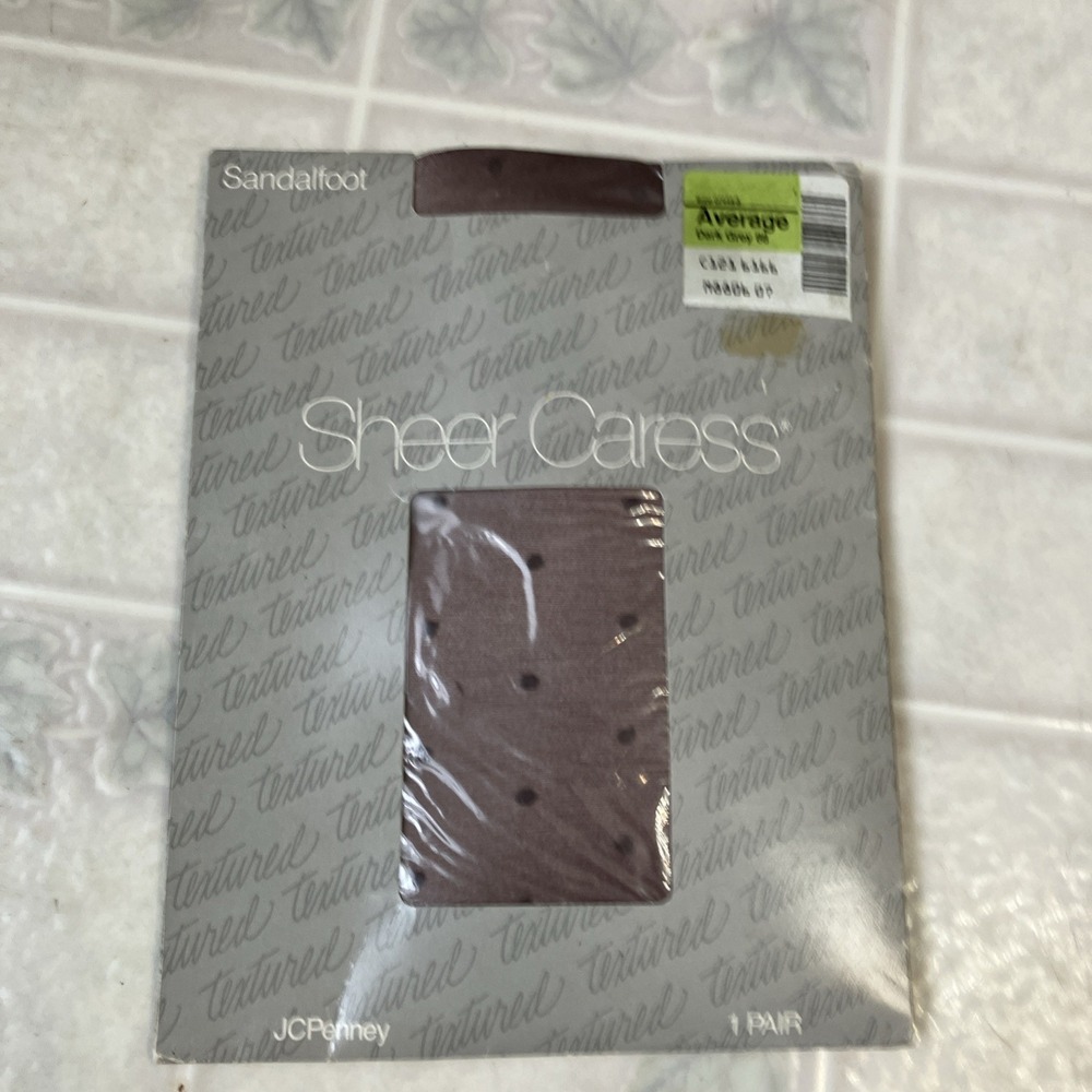 JC Penney Sheer Caress Polka Dot Brown Pantyhose AVERAGE Sandalfoot‎ Nylons